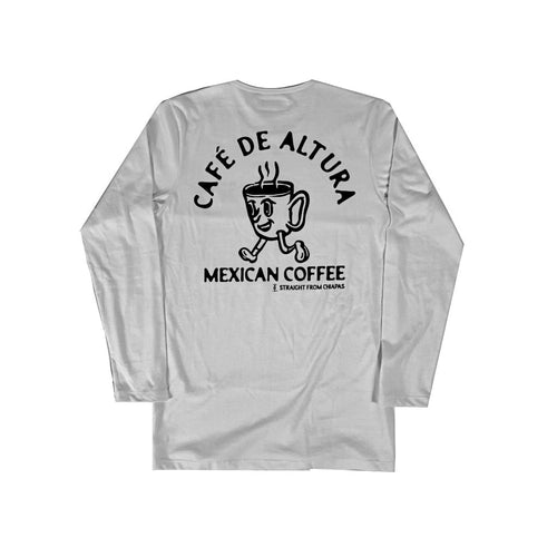Café De Altura Tee | Blanca Manga Larga - OjoDeToro